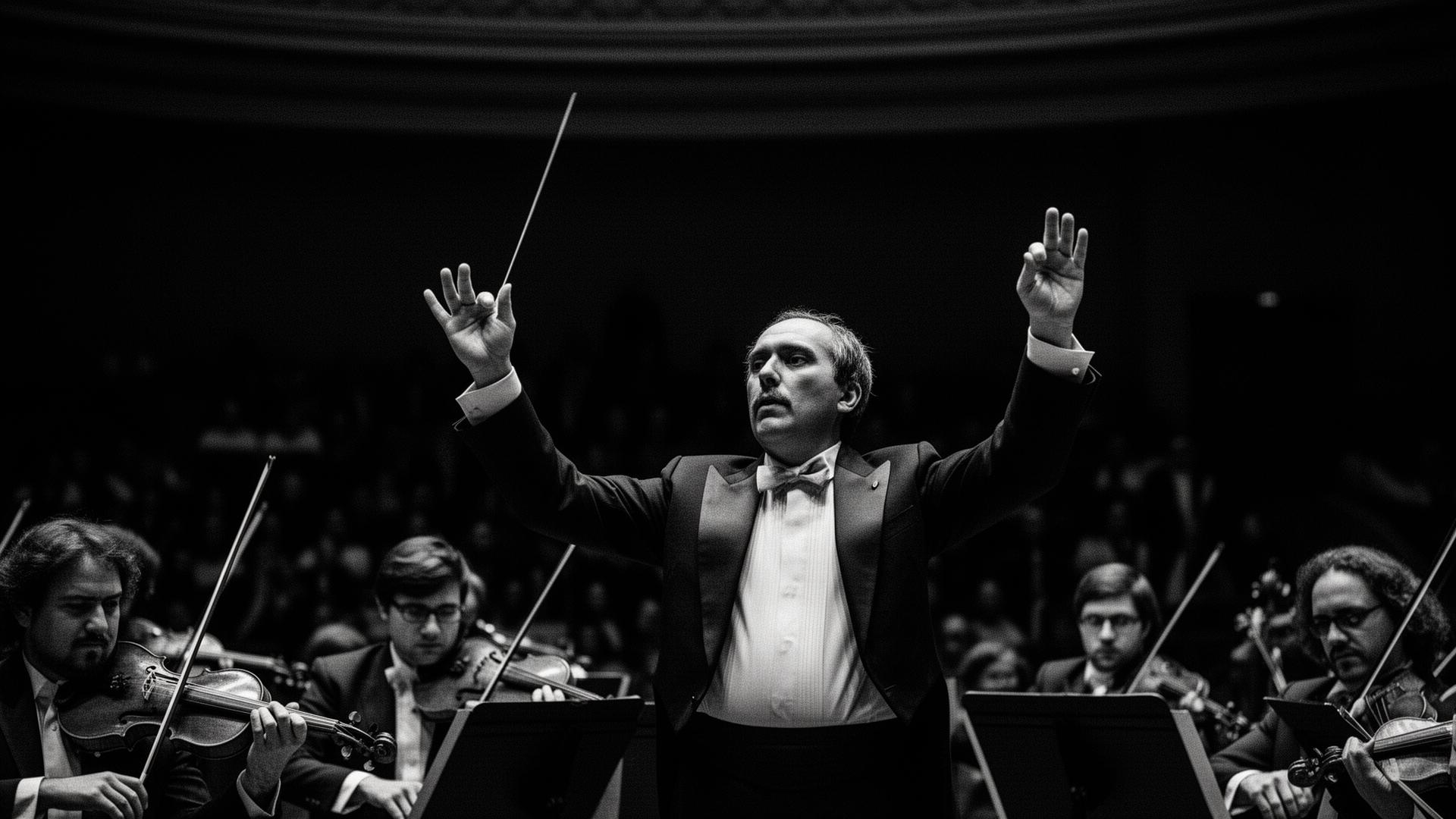 Maestro conduzindo orquestra